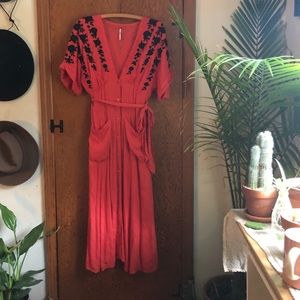 Free people embroidered button down dress